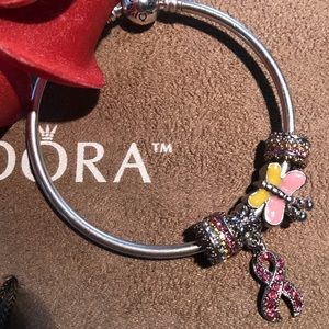 Breast cancel barrel rhinestone charm